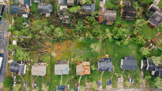 damage to a neighborhood after a storm