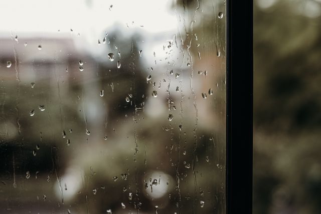 raindrops running down a window